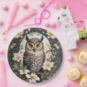 フクロウとジャスミンの美しい花 ペーパープレート (パーティー)