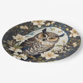 フクロウとジャスミンの美しい花 ペーパープレート (アングル)