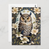 フクロウとジャスミンの美しい花 ポストカード (正面/裏面)