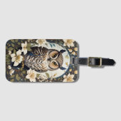 フクロウとジャスミンの美しい花 ラゲッジタグ (正面横)