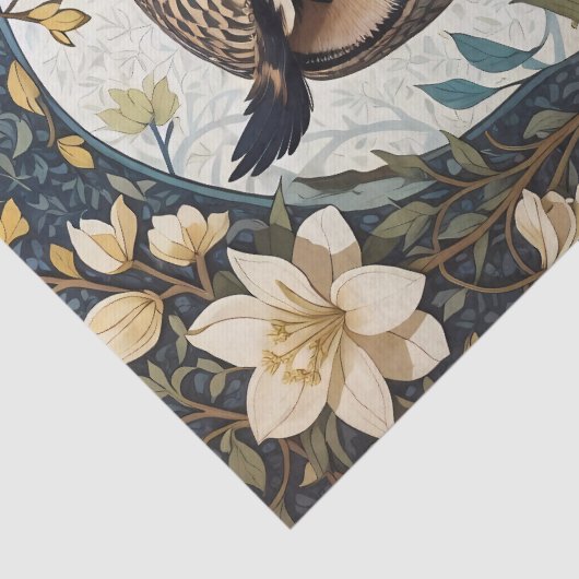 フクロウとジャスミンの美しい花 薄葉紙 (詳細)