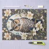 フクロウとジャスミンの美しい花 薄葉紙 (クラフト)