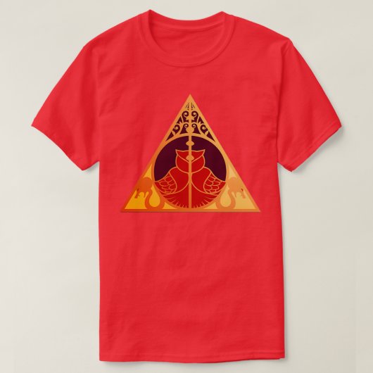 フクロウとスネークゴールデンレッド Tシャツ (デザイン正面)