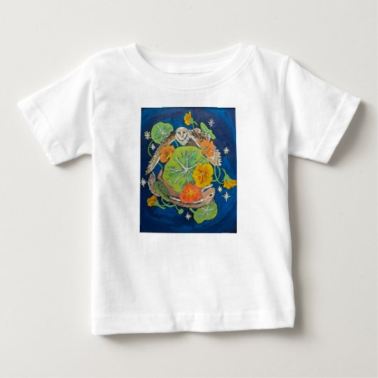 フクロウとチムンクのシャツ ベビーTシャツ (正面)