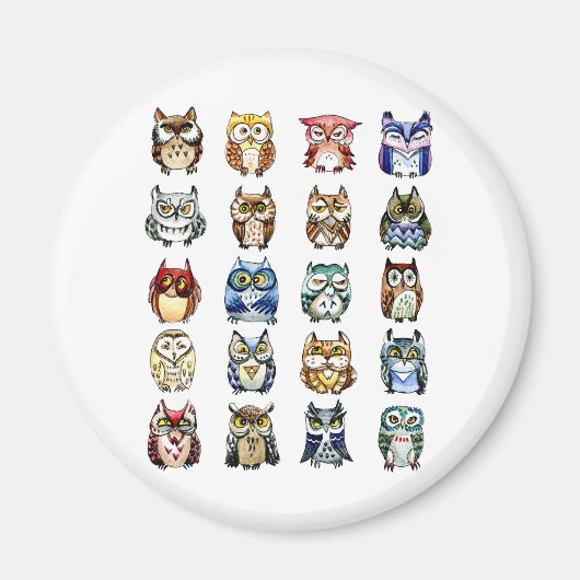 フクロウとネコ マグネット (正面)