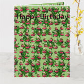 フクロウとハスの花のジャンボ誕生日カード カード (黄色い花)