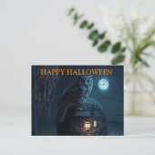 フクロウとハロウィーンの怖い夜 ポストカード (スタンド正面)