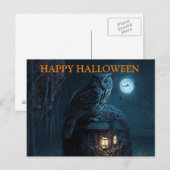 フクロウとハロウィーンの怖い夜 ポストカード (正面/裏面)