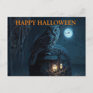 フクロウとハロウィーンの怖い夜 ポストカード