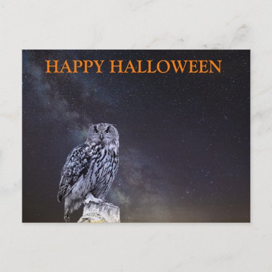 フクロウとハロウィーンの怖い夜 ポストカード (正面)