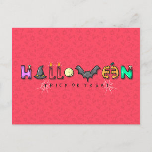 フクロウとハロウィーンの怖い夜 ポストカード