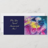 フクロウとバイオリンを持ったピエロ , 黄色, ピンク, 青 招待状 (裏面)