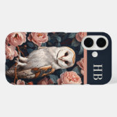 フクロウとバラモノグラムパーソナライズされた Case-Mate iPhoneケース (裏面 (横))