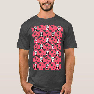 フクロウとピンクの背景のパンダのペットバンダナ Tシャツ
