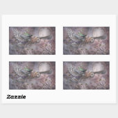 フクロウとフェアリーのファンタジーアートのシール 長方形シール (シート)