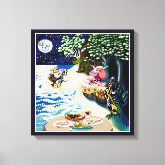 フクロウとプシキャットリアの詩 キャンバスプリント (正面)