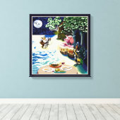 フクロウとプシキャットリアの詩 キャンバスプリント (インサイチュ (ウッドフロア))