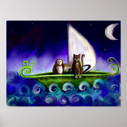 フクロウとプシネコ予測できなイラストレーション ポスター (正面)