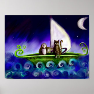 フクロウとプシネコ予測できなイラストレーション ポスター