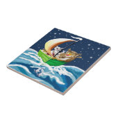 フクロウとプッシェット・エドワード・リア タイル (側面)