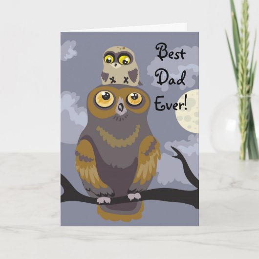 フクロウとベビーの父の日のカード カード (正面)