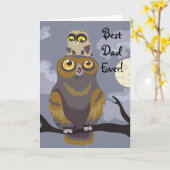 フクロウとベビーの父の日のカード カード (黄色い花)