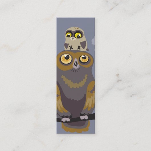 フクロウとベビーフクロウのしおり スキニー名刺 (正面)