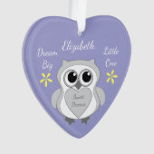 フクロウとベビー名の紫と黄色 オーナメント (正面)