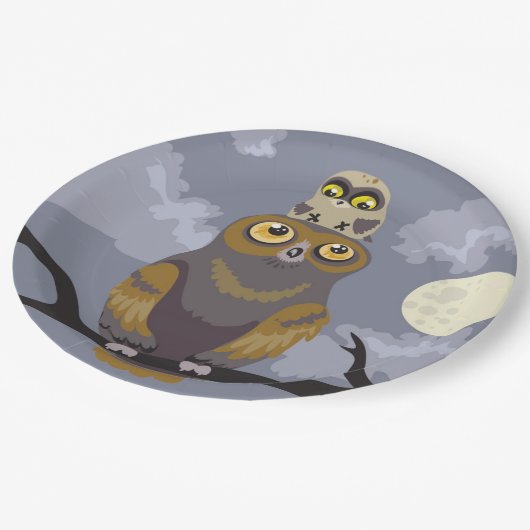 フクロウとベビー ペーパープレート (アングル)