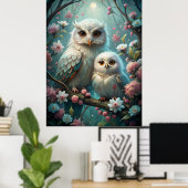 フクロウとベビー ポスター (ホームオフィス)