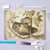 フクロウとベビー 薄葉紙 (クラフト)