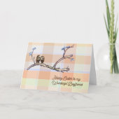 フクロウとボーイフレンドのイースターカード シーズンカード (正面)