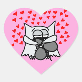 フクロウとマウスのハギングシール ハートシール