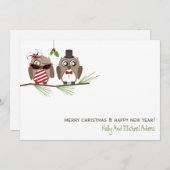 フクロウとミスタルトーのクリスマスカード シーズンカード (正面/裏面)