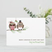 フクロウとミスタルトーのクリスマスカード シーズンカード (スタンド正面)