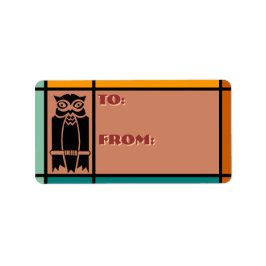 フクロウとワシ – アドビ、ブラック、ティール（緑がかった色）、オレンジ(To-From) ラベル