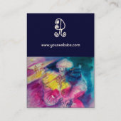 フクロウとヴァイオリンのモノグラム、ピンクブルーを有するピエロ 名刺 (裏面)