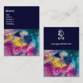 フクロウとヴァイオリンのモノグラム、ピンクブルーを有するピエロ 名刺 (正面/裏面)