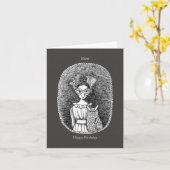 フクロウと仮面レディホラーゴシックアート誕生日 カード (黄色い花)