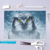 フクロウと冬の雪の夜 薄葉紙 (クラフト)