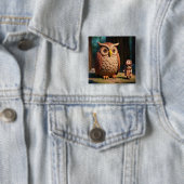 フクロウと可愛い子供 缶バッジ (インサイチュ)