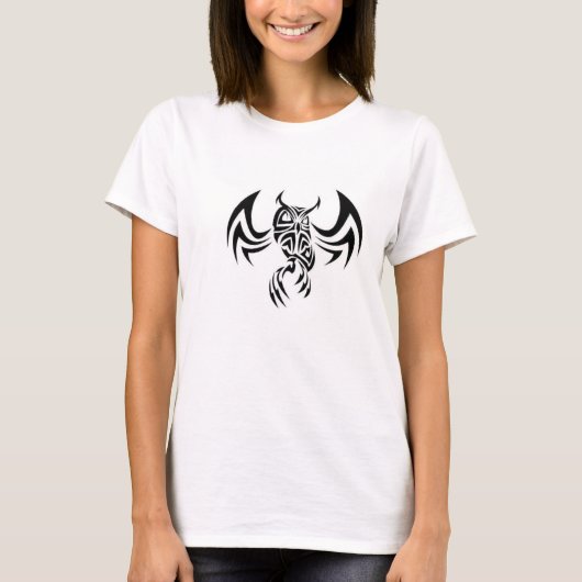 フクロウと女性のTシャツ Tシャツ (正面)