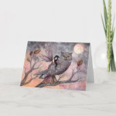 フクロウと妖精のグリーティングカード カード (正面)