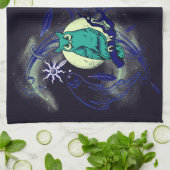 フクロウと幽霊 キッチンタオル (折り畳み)