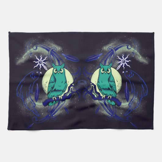 フクロウと幽霊 キッチンタオル (横)