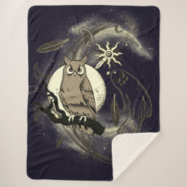 フクロウと幽霊 シェルパブランケット