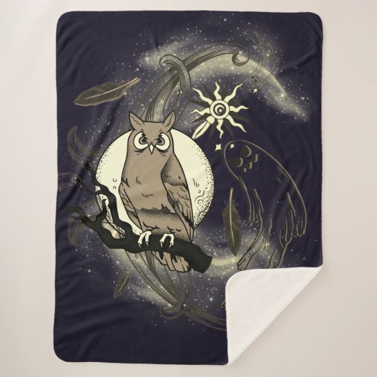 フクロウと幽霊 シェルパブランケット (正面)
