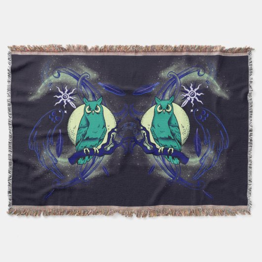 フクロウと幽霊 スローブランケット (正面)