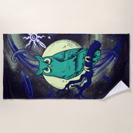 フクロウと幽霊 ビーチタオル