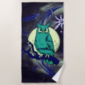 フクロウと幽霊 ビーチタオル (正面)